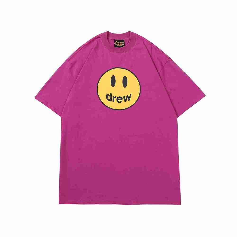 ⭐Drew House Magenta Smiley Logo Crew Neck Casual Tee